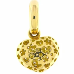 Pendentif Coeur or jaune Diamants