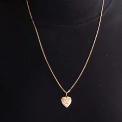 Pendentif coeur or rose rubis roses