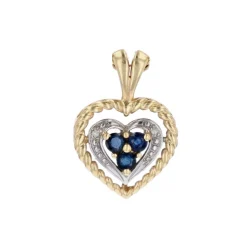 Pendentif coeur ors jaune et blanc saphir d'occasion