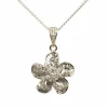 Pendentif contemporain en or blanc, diamants baguettes et brillants