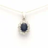 Pendentif contemporain en or blanc 18 carats serti d'un saphir et de diamants "taille" brillant (+-0.3ct)