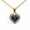 Pendentif contemporain en or jaune, saphirs, diamants