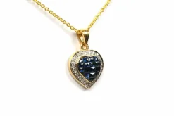 Pendentif contemporain en or jaune, saphirs, diamants