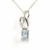 Pendentif contemporain or blanc, aigue-marine, diamants