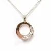Pendentif contemporain or rose, diamants