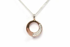 Pendentif contemporain or rose, diamants