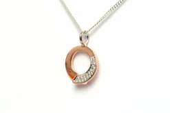 Pendentif contemporain or rose, diamants