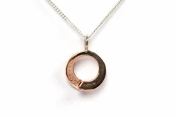Pendentif contemporain or rose, diamants