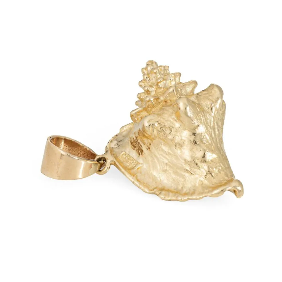 Pendentif coquillage vintage en or 14 carats, lourd, 17,7 grammes, coquillage, océan
