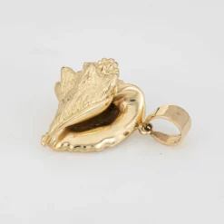 Pendentif coquillage vintage en or 14 carats, lourd, 17,7 grammes, coquillage, océan