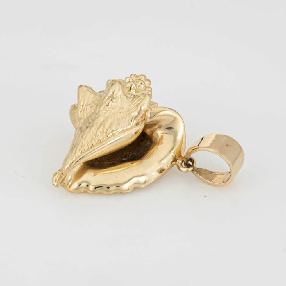 Pendentif coquillage vintage en or 14 carats, lourd, 17,7 grammes, coquillage, océan