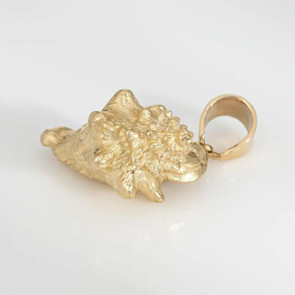 Pendentif coquillage vintage en or 14 carats, lourd, 17,7 grammes, coquillage, océan