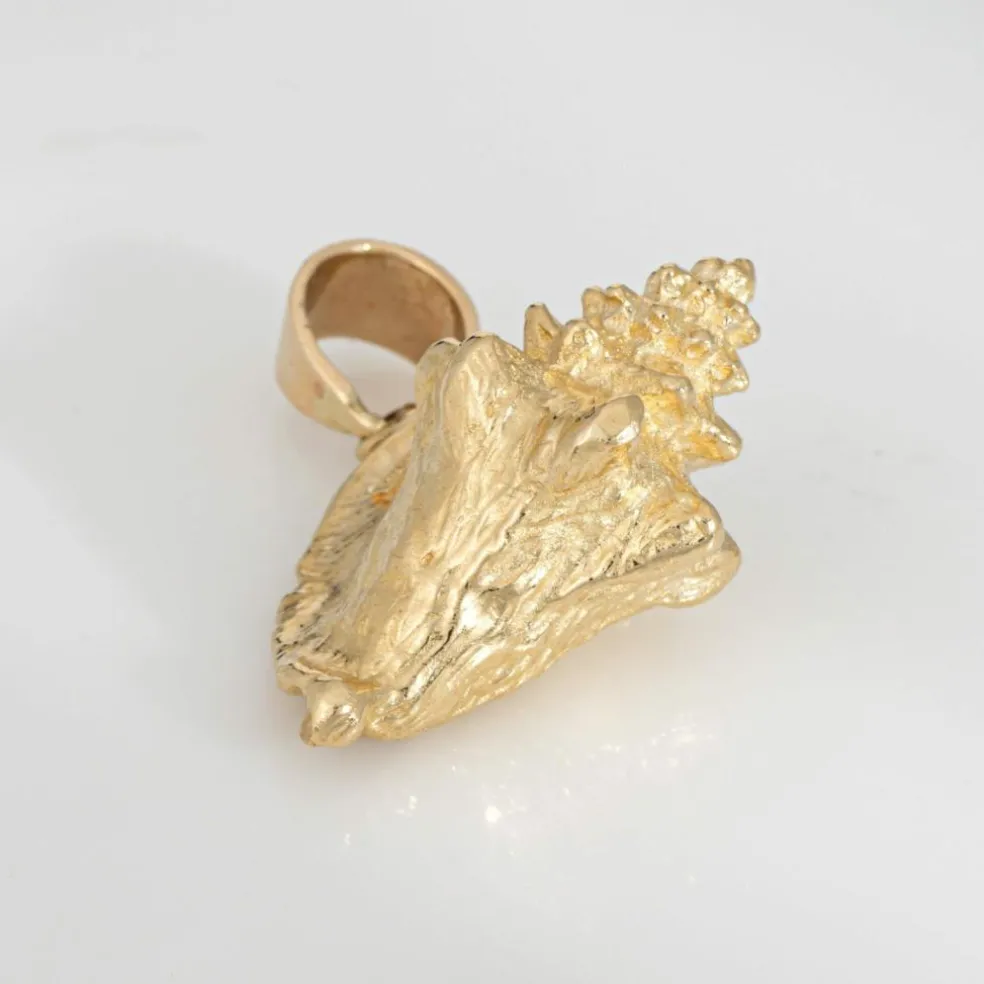 Pendentif coquillage vintage en or 14 carats, lourd, 17,7 grammes, coquillage, océan