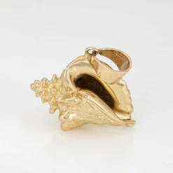 Pendentif coquillage vintage en or 14 carats, lourd, 17,7 grammes, coquillage, océan