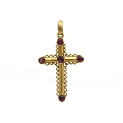 Pendentif Croix - Or & Grenats