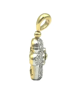 Pendentif Croix 2 Ors 18K Saphir et Diamants