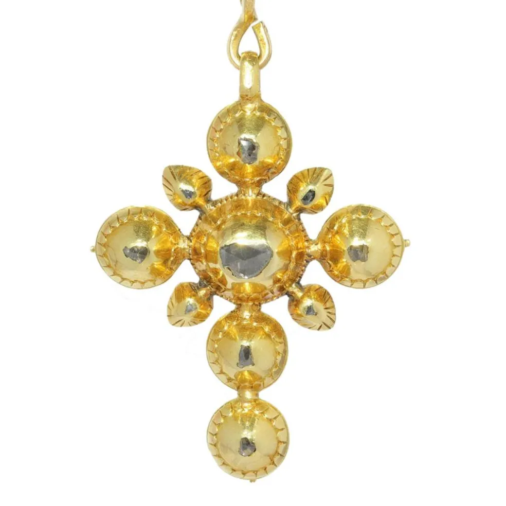 Pendentif croix antique or et diamants 18ème siècle