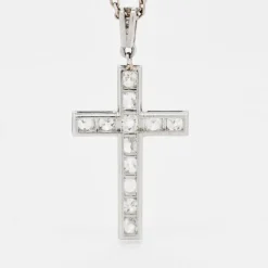 Pendentif Croix Art Déco Diamants et sa Chaîne