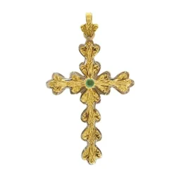 Pendentif croix avec émeraude