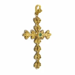 Pendentif croix avec émeraude