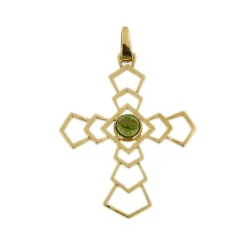 Pendentif croix avec tourmaline verte