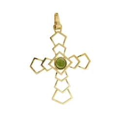 Pendentif croix avec tourmaline verte