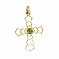 Pendentif croix avec tourmaline verte