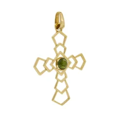 Pendentif croix avec tourmaline verte