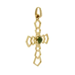 Pendentif croix avec tourmaline verte