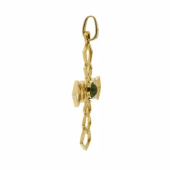 Pendentif croix avec tourmaline verte