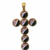 Pendentif Croix Cabochon d'Agate sur Or jaune