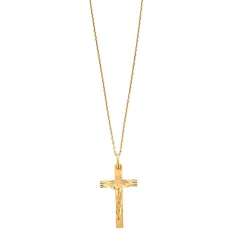 Pendentif croix chaîne or jaune