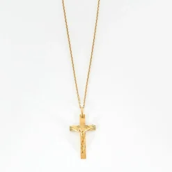 Pendentif croix chaîne or jaune