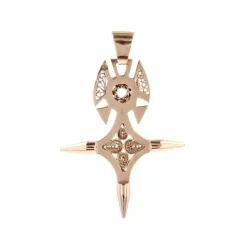 Pendentif croix d'Agadez or rose filigranée