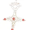Pendentif Croix du sud ou d'Agadez, cabochons de Corail Or