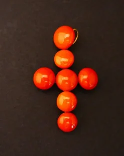 Pendentif Croix en Corail Ancien, Or