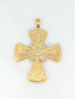 Pendentif croix en or, émail et saphirs