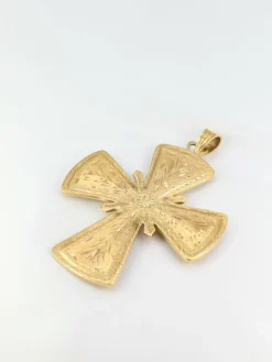 Pendentif croix en or, émail et saphirs