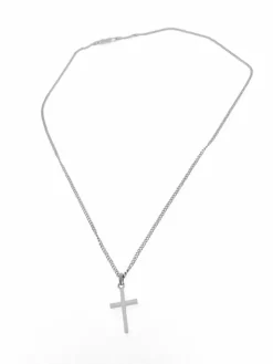 Pendentif croix italienne avec chaîne de Chini en or blanc