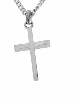 Pendentif croix italienne avec chaîne de Chini en or blanc