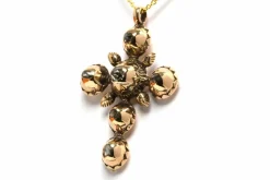Pendentif croix Napoléon III or jaune, diamants