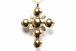 Pendentif croix Napoléon III or jaune, diamants
