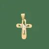 Pendentif Croix or bicolore