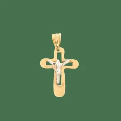 Pendentif Croix or bicolore