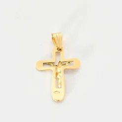 Pendentif Croix or bicolore