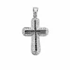 Pendentif Croix Or Blanc Diamants Noirs et Blancs 2,5 cts