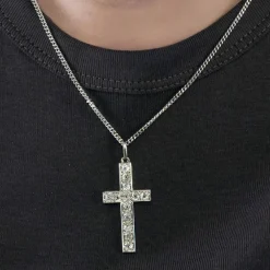 Pendentif Croix Or Blanc Diamants