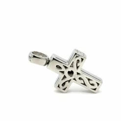 PENDENTIF CROIX OR BLANC DIAMANTS