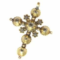 Pendentif croix, or et diamants