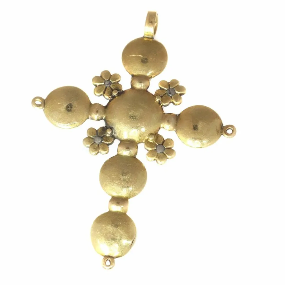 Pendentif croix, or et diamants